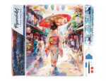 Broderie Diamant - Femme en Yukata dans une Rue animée