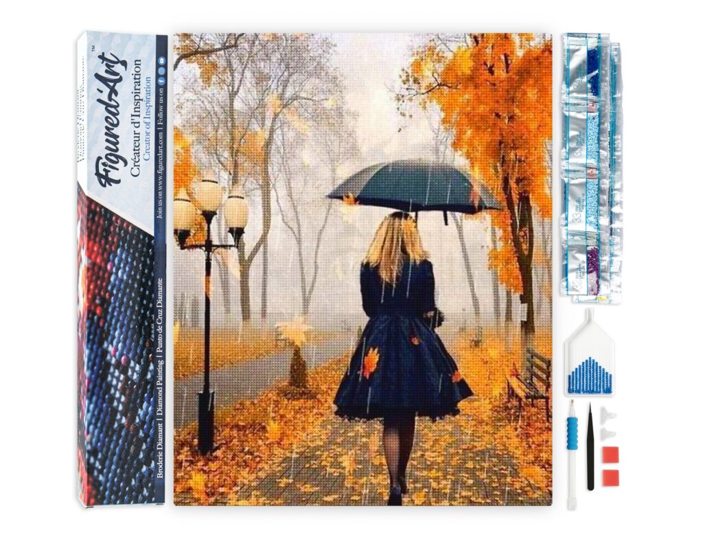 Broderie Diamant - Femme sous la Pluie