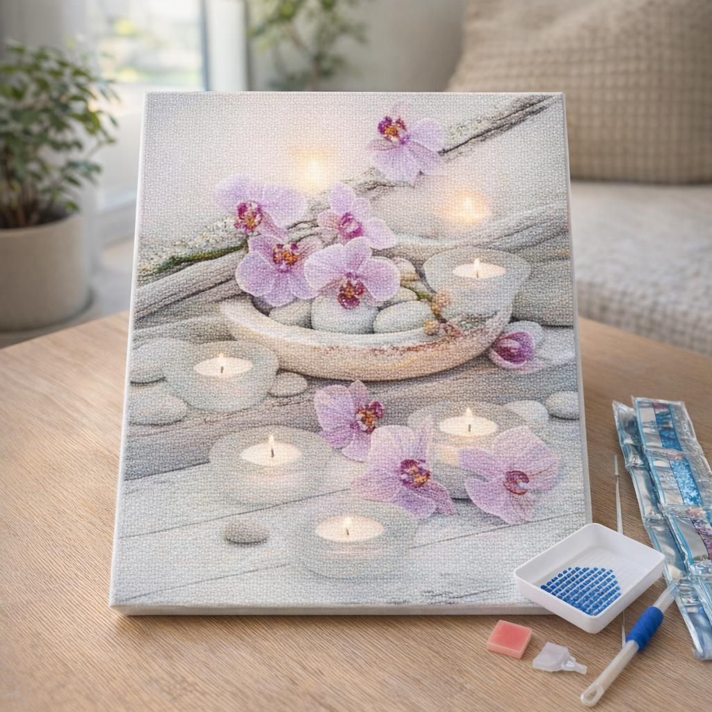 Broderie Diamant - Fleurs et Bougies