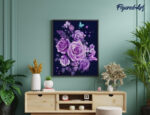 Broderie Diamant - Fleurs et Papillons en Violet