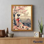 Broderie Diamant - Geisha Vintage sous les Cerisiers en Fleurs