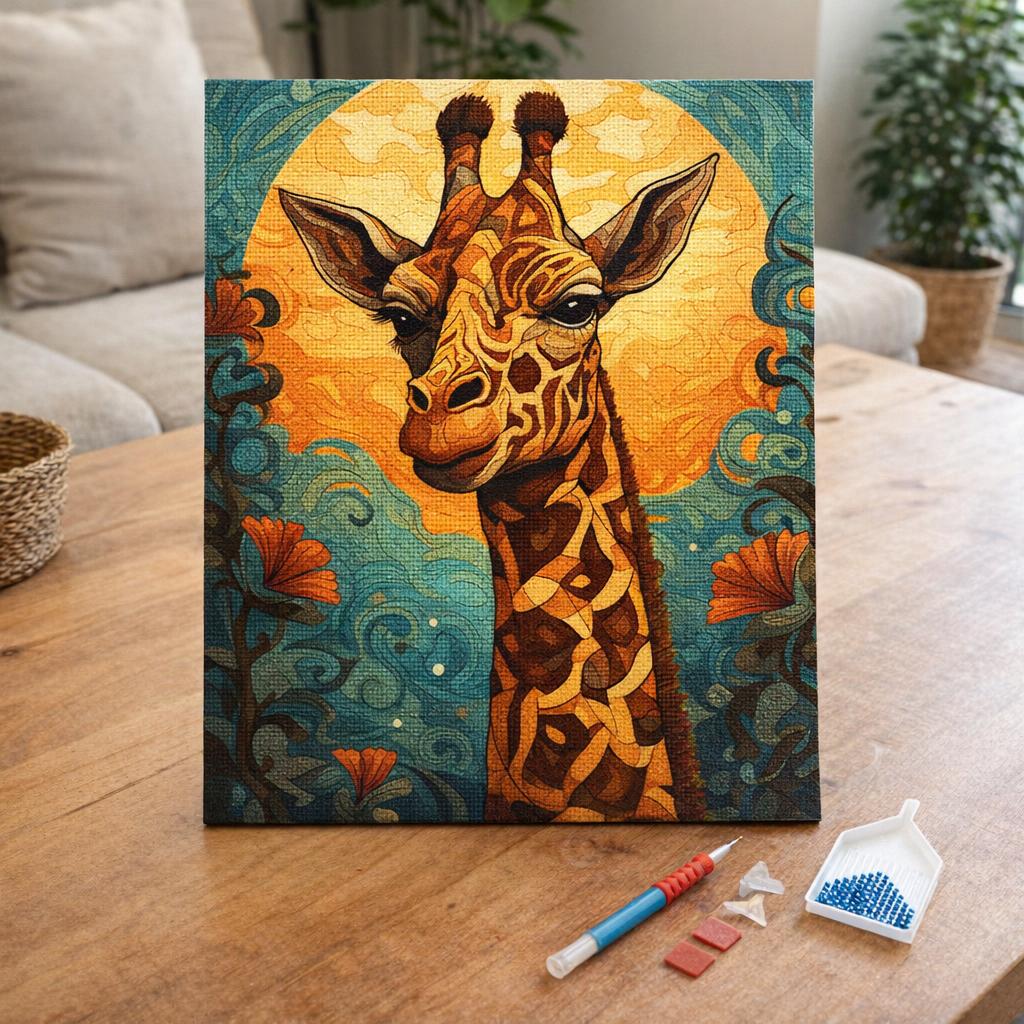 Broderie Diamant - Girafe Art Déco