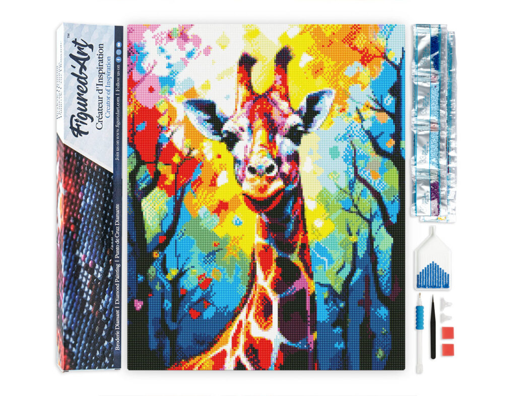 Broderie Diamant - Girafe Colorée Abstraite