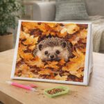 Broderie Diamant - Hérisson dans les feuilles d'Automne