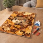 Broderie Diamant - Hérisson dans les feuilles d'Automne