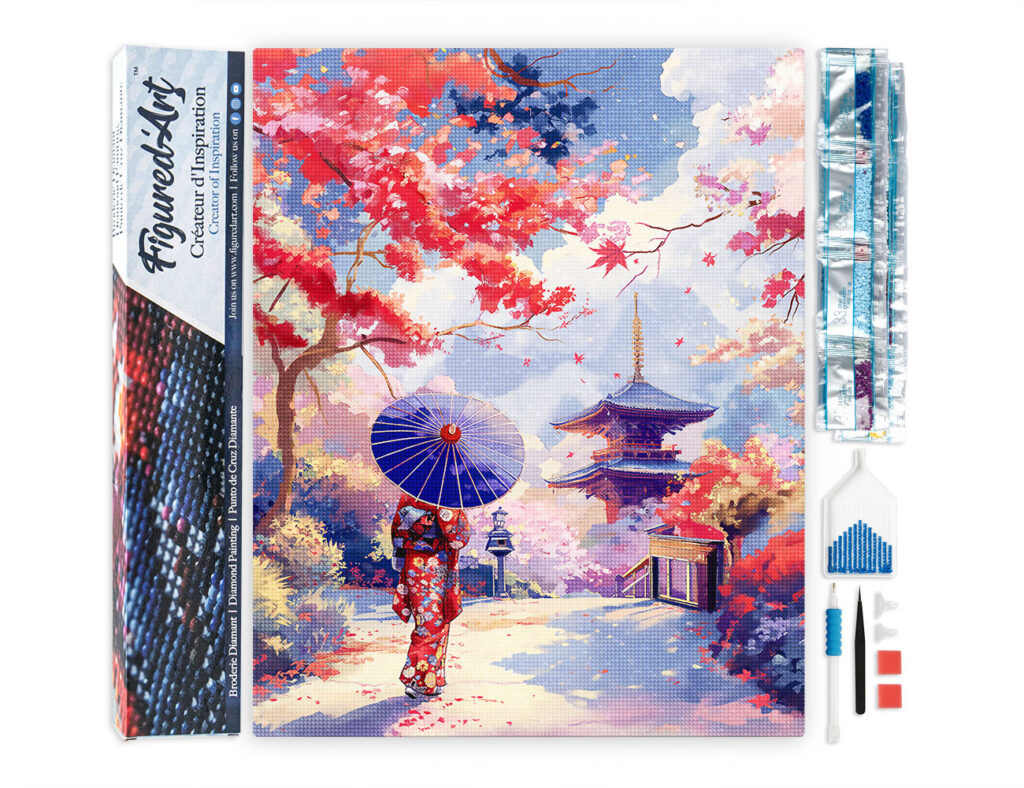 Broderie Diamant - Jardin Japonais en Automne