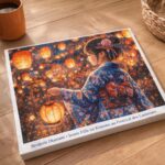 Broderie Diamant - Jeune Fille en Kimono au Festival des Lanternes