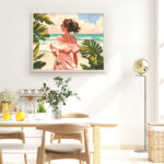 Broderie Diamant - Jolie fille au bord de la mer