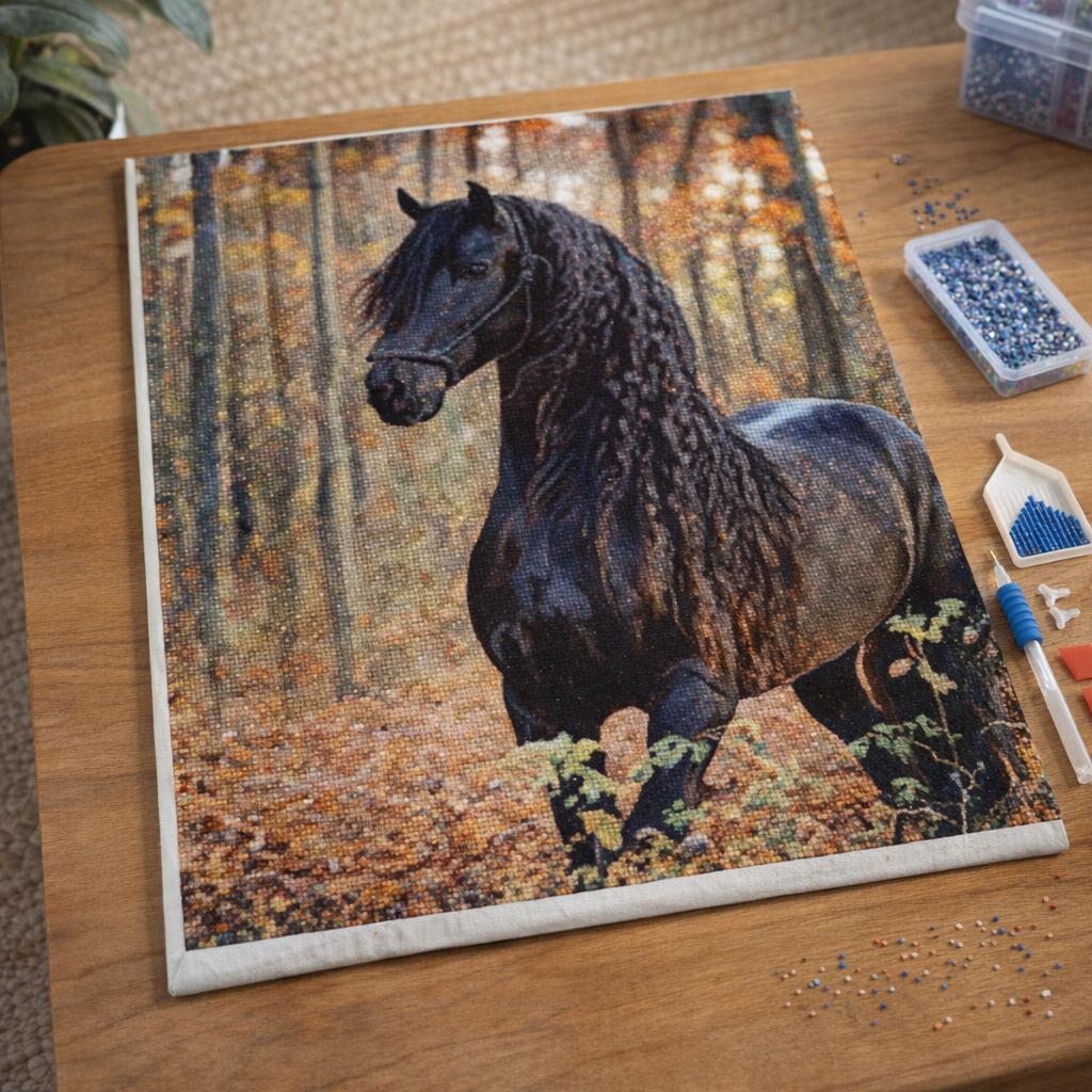 Broderie Diamant - Jument noire