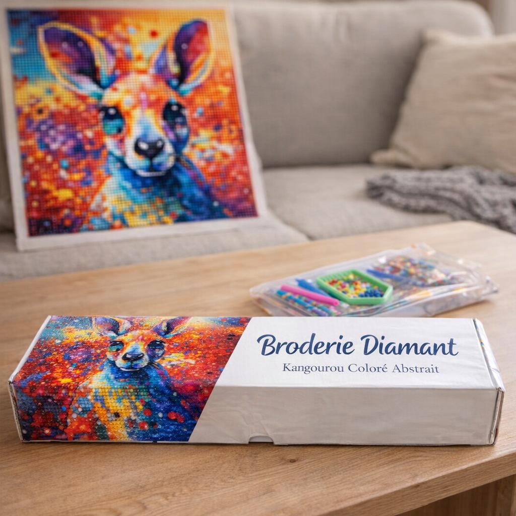 Broderie Diamant - Kangourou Coloré Abstrait