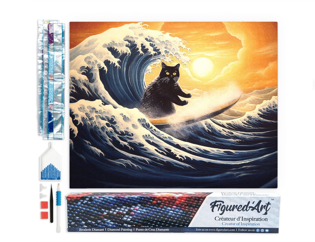 Broderie Diamant - La Grande Vague du Chat Noir