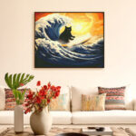 Broderie Diamant - La Grande Vague du Chat Noir