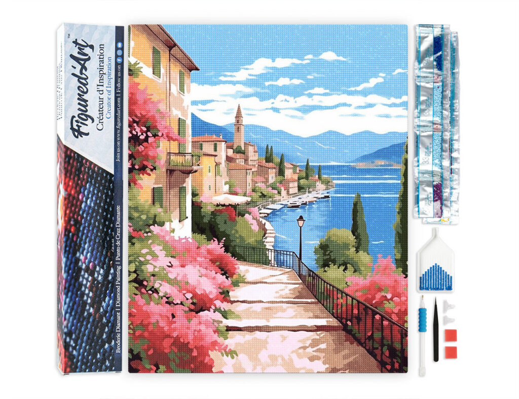 Broderie Diamant - lac de Côme en fleurs