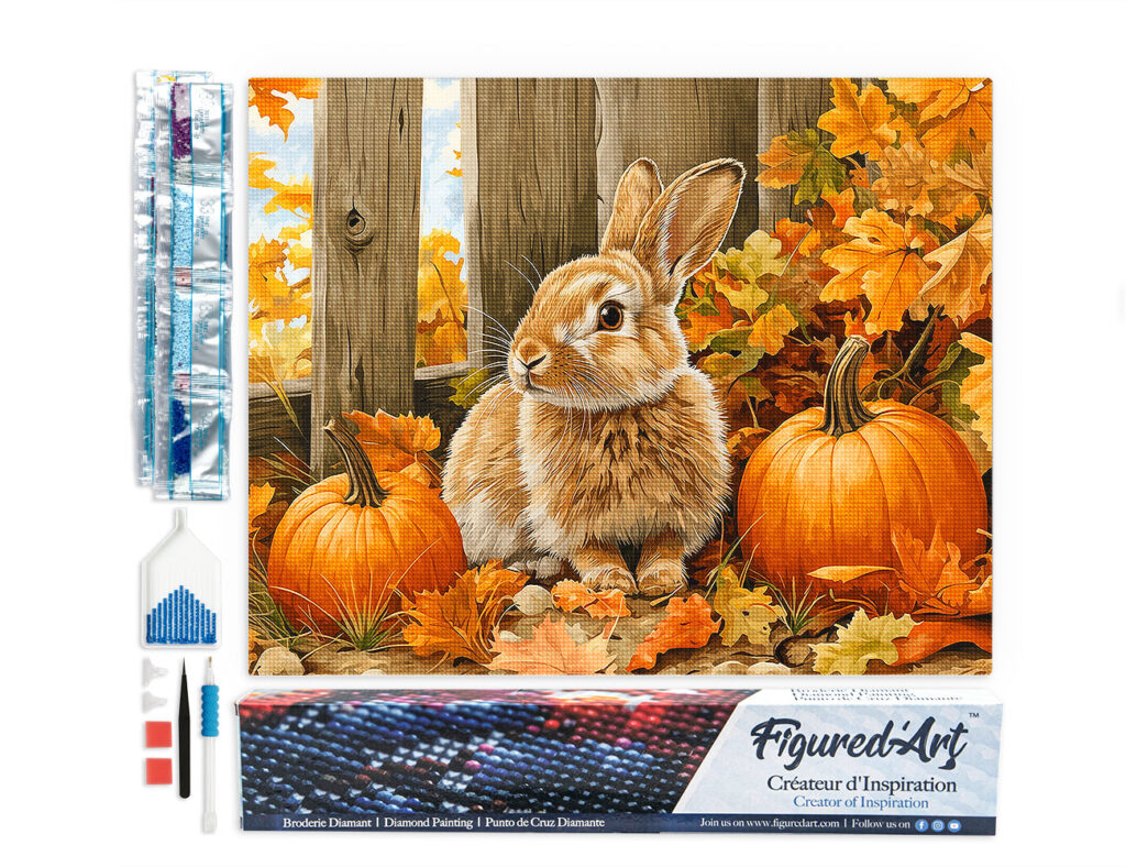 Broderie Diamant - Lapin et citrouilles