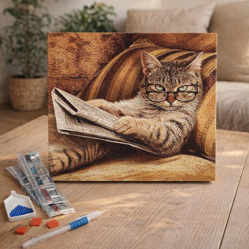 Broderie Diamant - Le Chat connaisseur