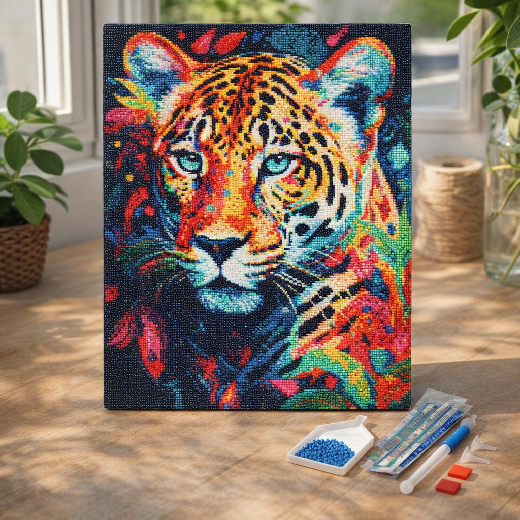 Broderie Diamant - Léopard Coloré Abstrait