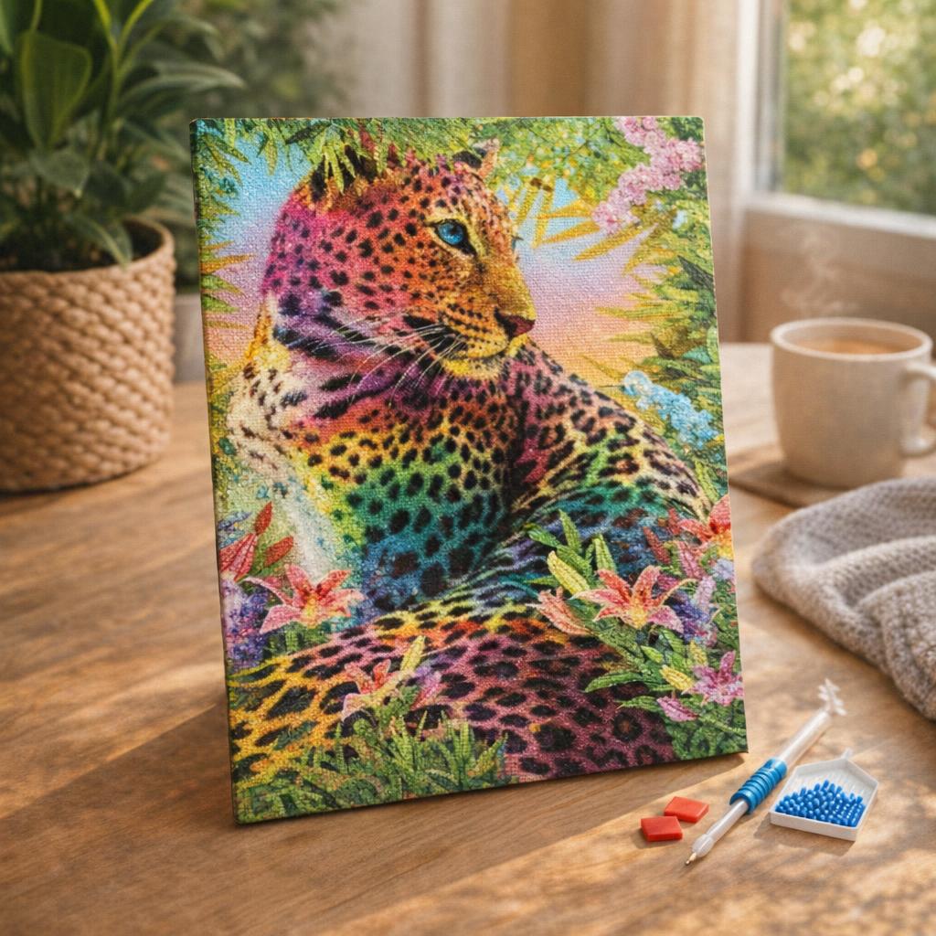 Broderie Diamant - Léopard coloré