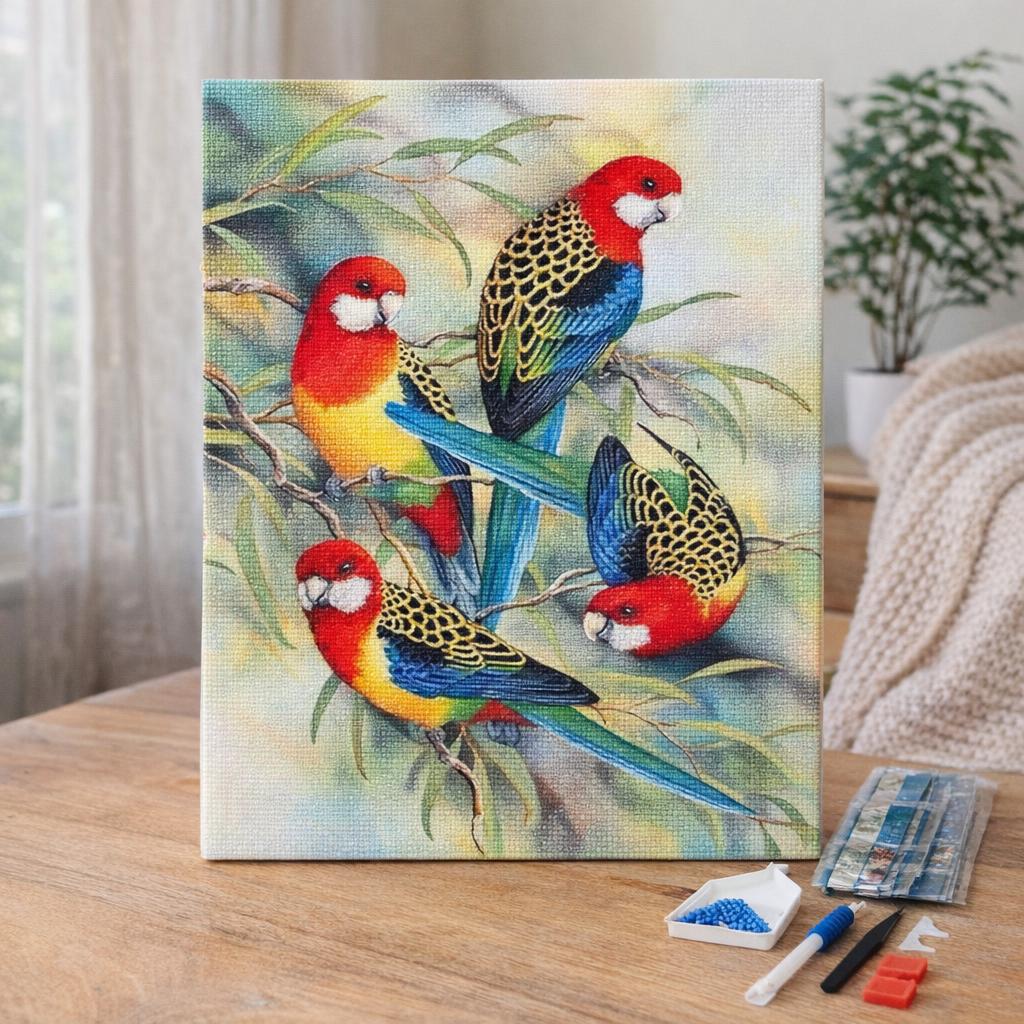 Broderie Diamant - Les Perroquets sur Branche