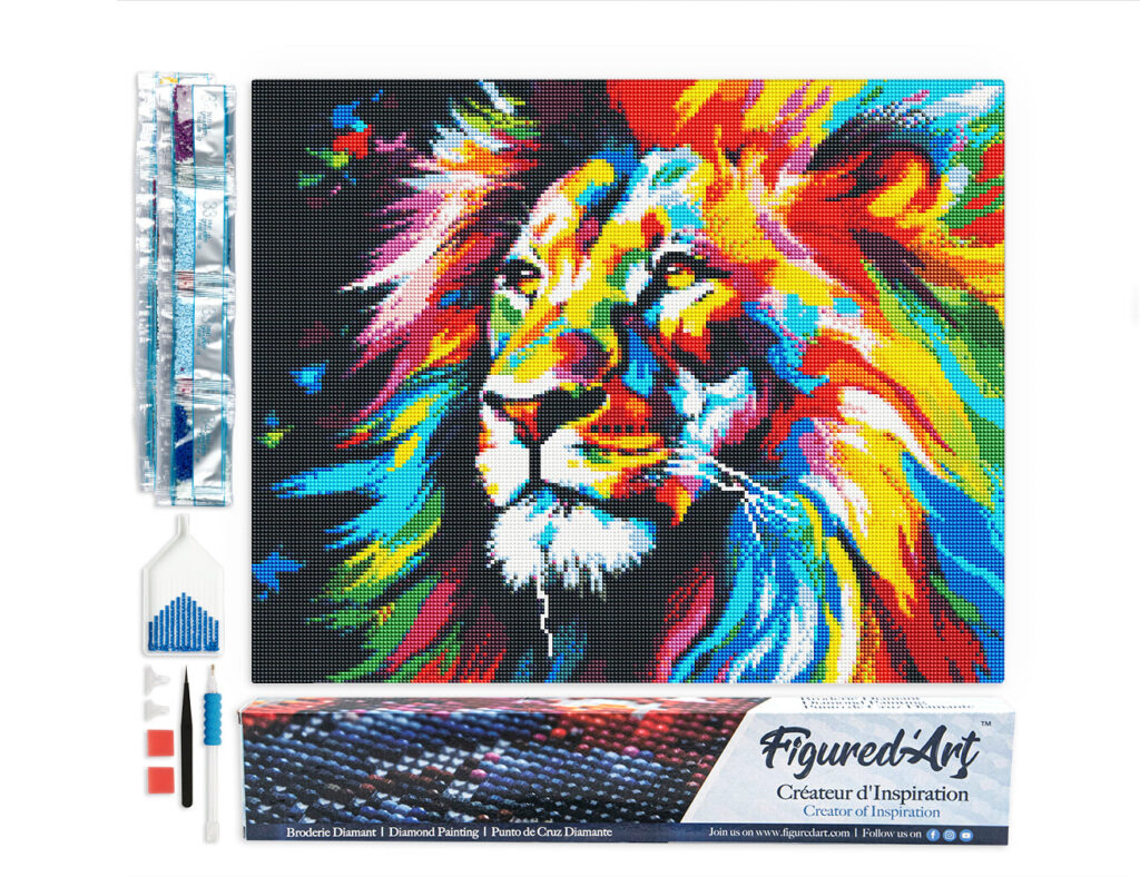 Broderie Diamant - Lion Coloré Abstrait