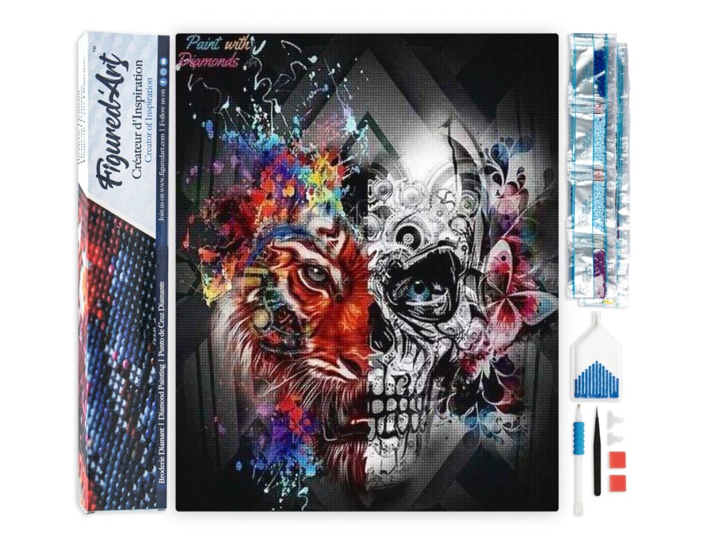 Broderie Diamant - Lion et Tête de Mort