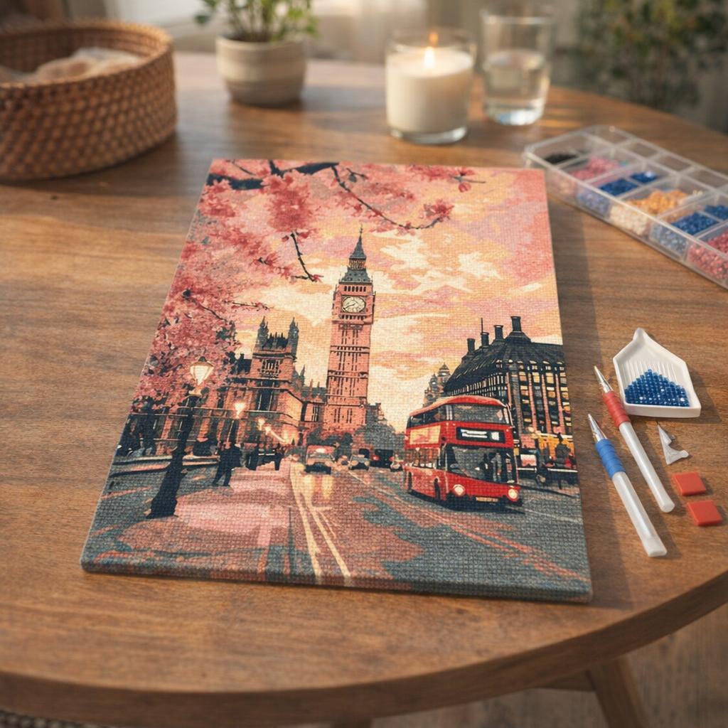 Broderie Diamant - Londres en fleurs