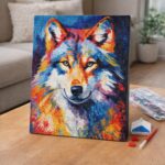 Broderie Diamant - Loup Coloré Abstrait