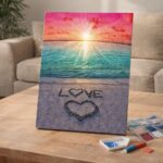 Broderie Diamant - Love sur le sable