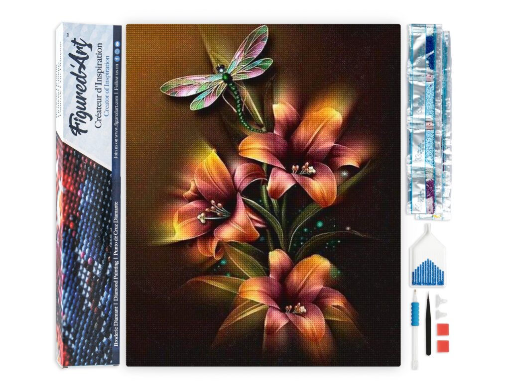 Broderie Diamant - Lys et Libellule