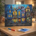 Broderie Diamant - Maisons gothiques colorées