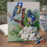 Broderie Diamant - Mésanges sur branche