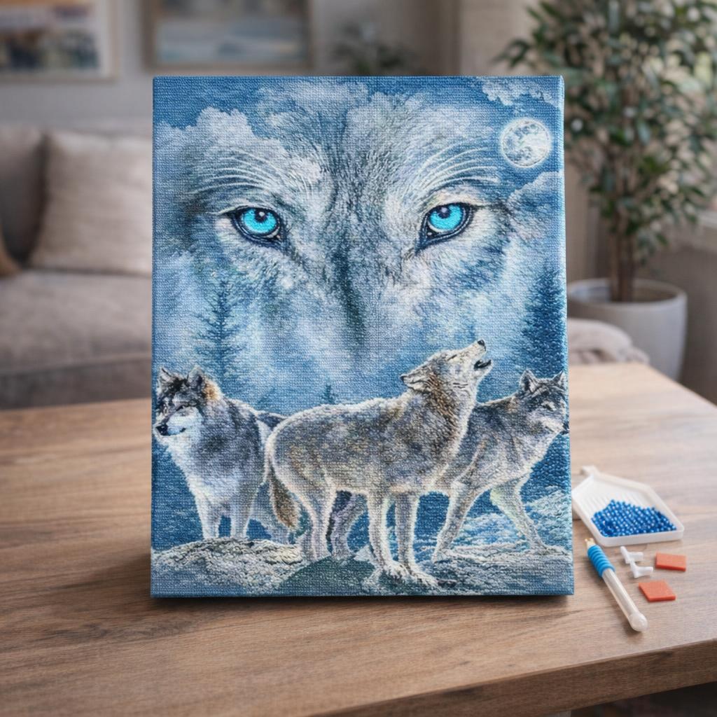 Broderie Diamant - Meute de Loups