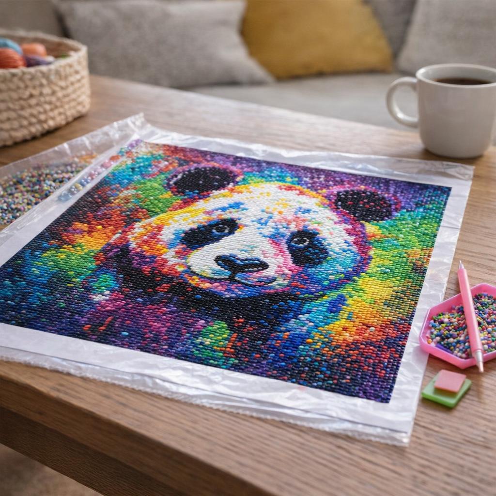 Broderie Diamant - Panda Coloré Abstrait