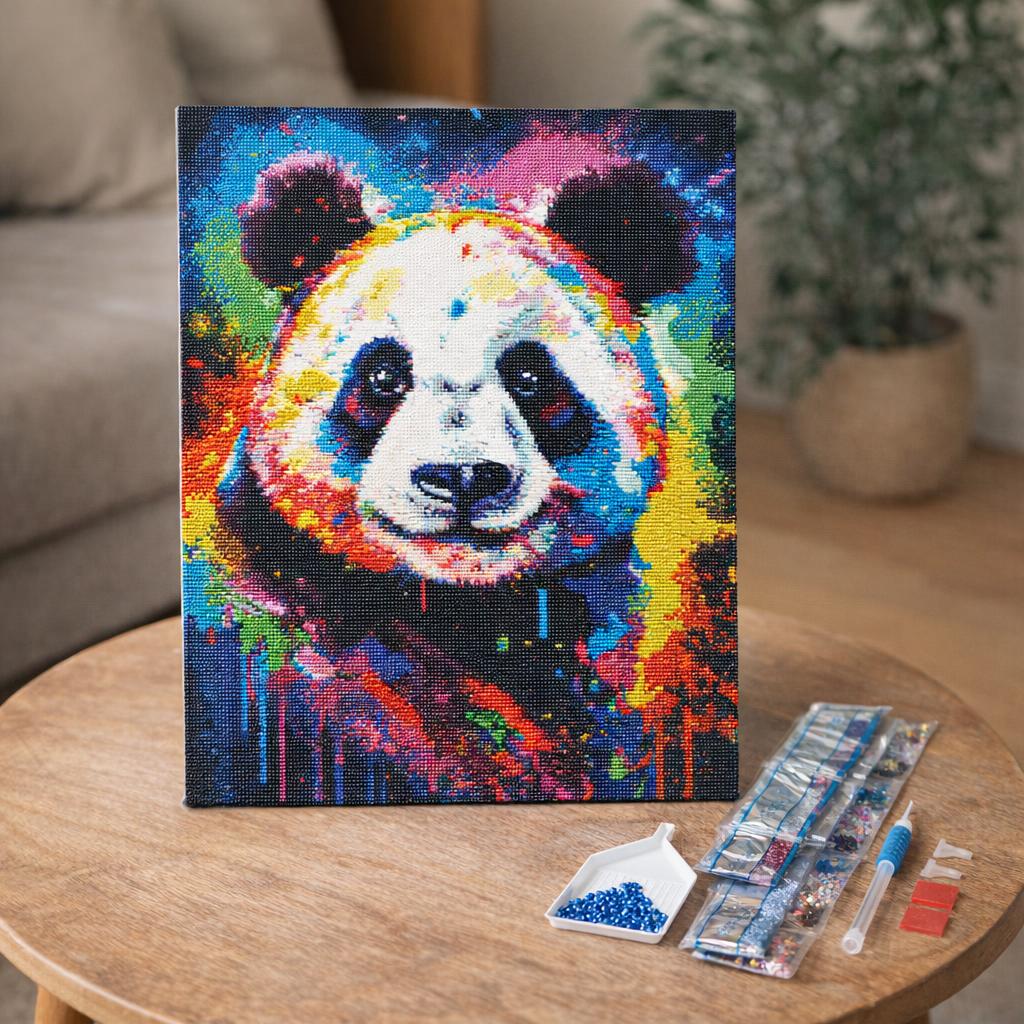 Broderie Diamant - Panda Coloré Abstrait