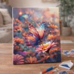 Broderie Diamant - Papillon butinant