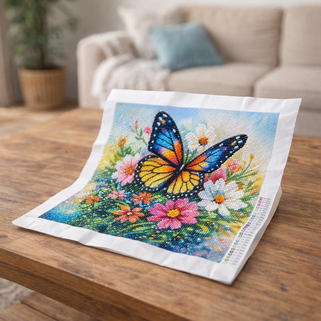 Broderie Diamant - Papillon et Fleurs