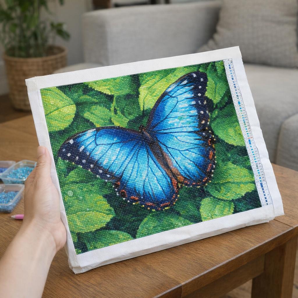 Broderie Diamant - Papillon Morpho Bleu