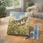 Broderie Diamant - Papillon Proserpine et Fleurs des Champs