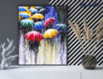 Broderie Diamant - Parapluies sous la Pluie