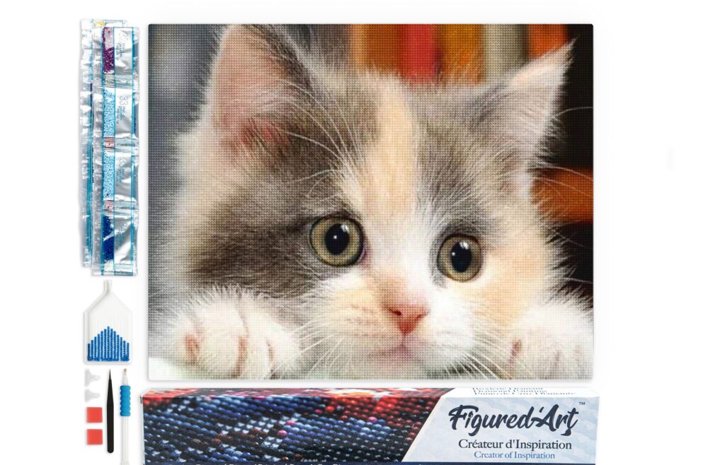 Broderie Diamant - Petit Chat curieux