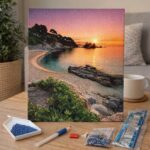 Broderie Diamant - Plage calme et Coucher de Soleil