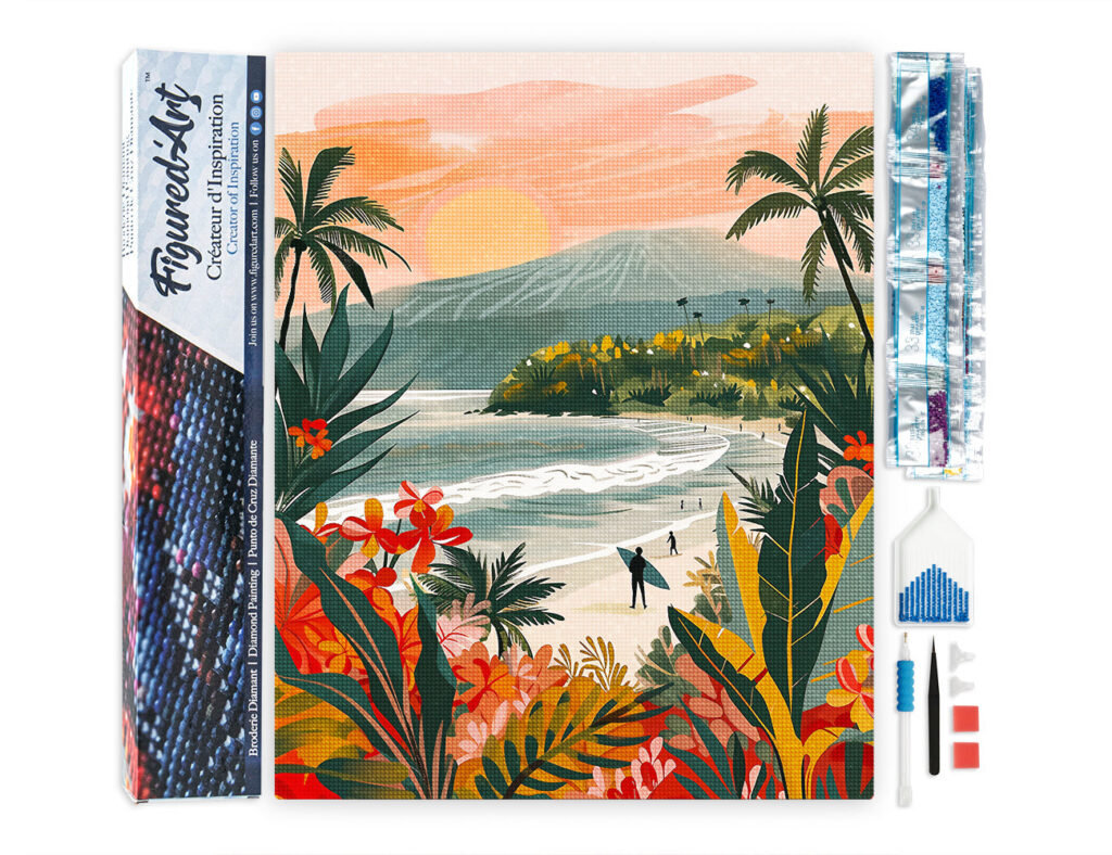 Broderie Diamant - Plage tropicale