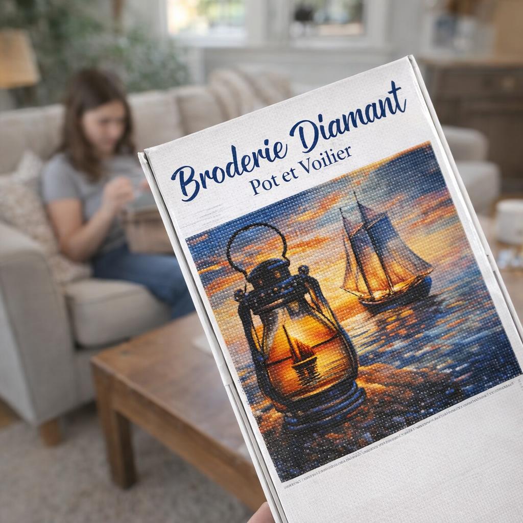 Broderie Diamant - Pot et Voilier