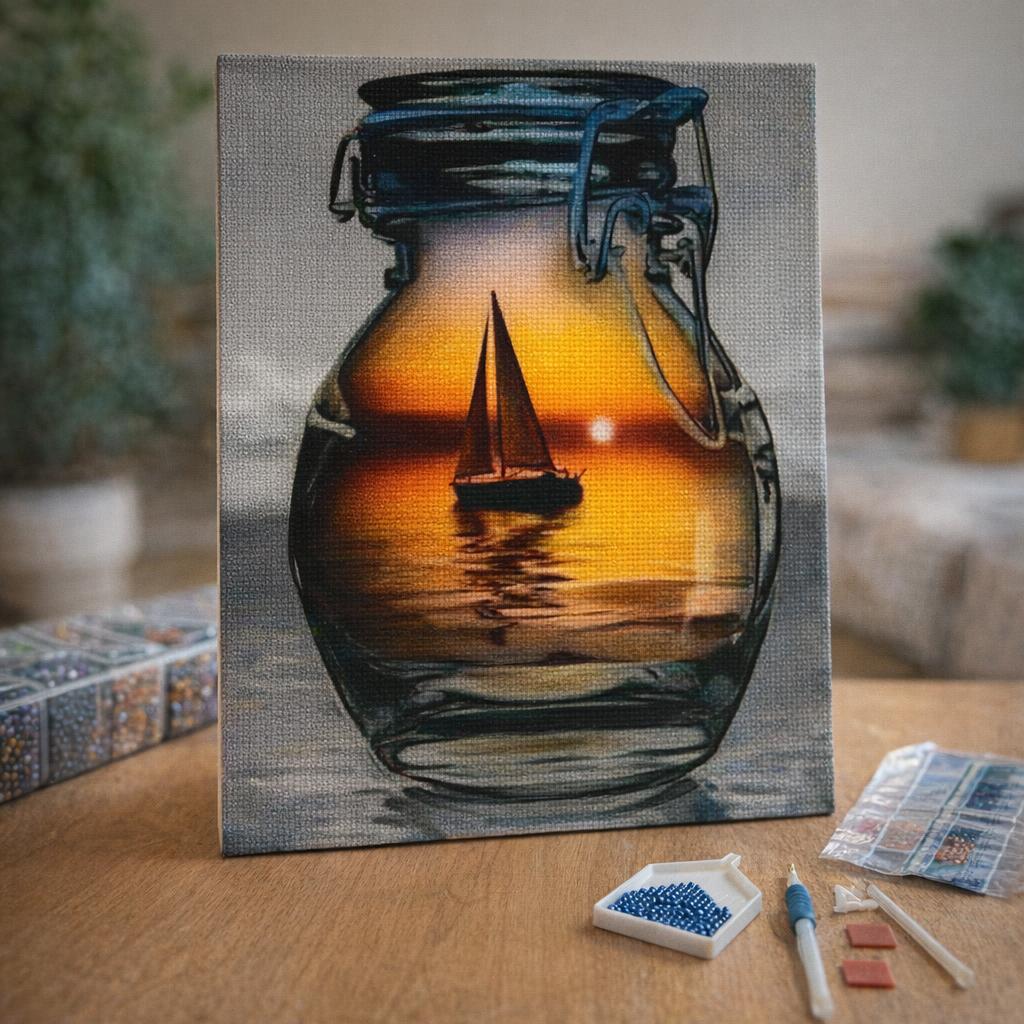 Broderie Diamant - Pot et Voilier