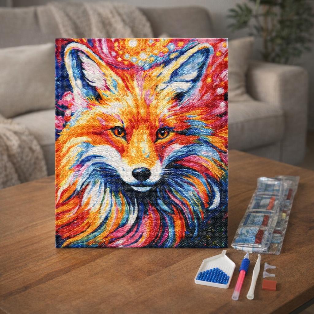 Broderie Diamant - Renard dans les feuilles d'Automne