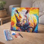 Broderie Diamant - Rhinocéros Coloré Abstrait