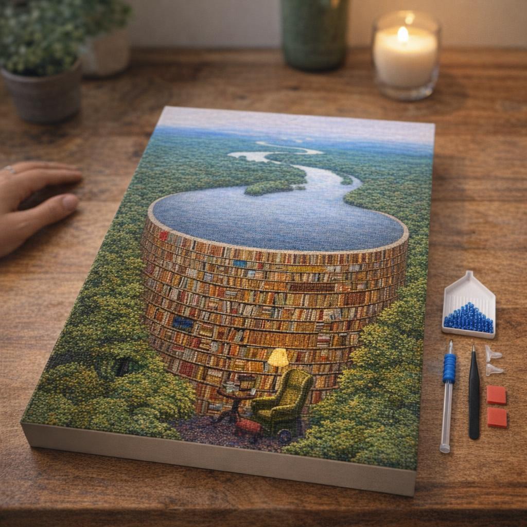 Broderie Diamant - Rivière et Bibliothèque