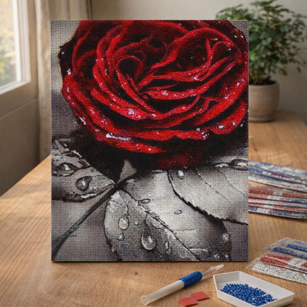 Broderie Diamant - Rose Rouge