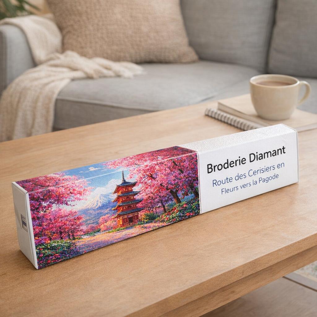 Broderie Diamant - Route des Cerisiers en Fleurs vers la Pagode