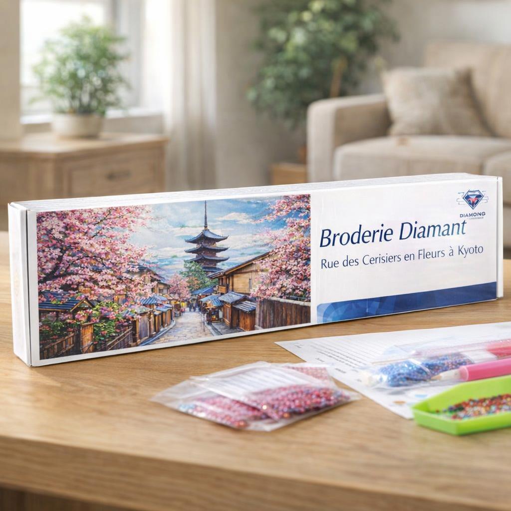 Broderie Diamant - Rue des Cerisiers en Fleurs à Kyoto
