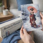 Broderie Diamant - Scène Vintage d’une Geisha en Hiver